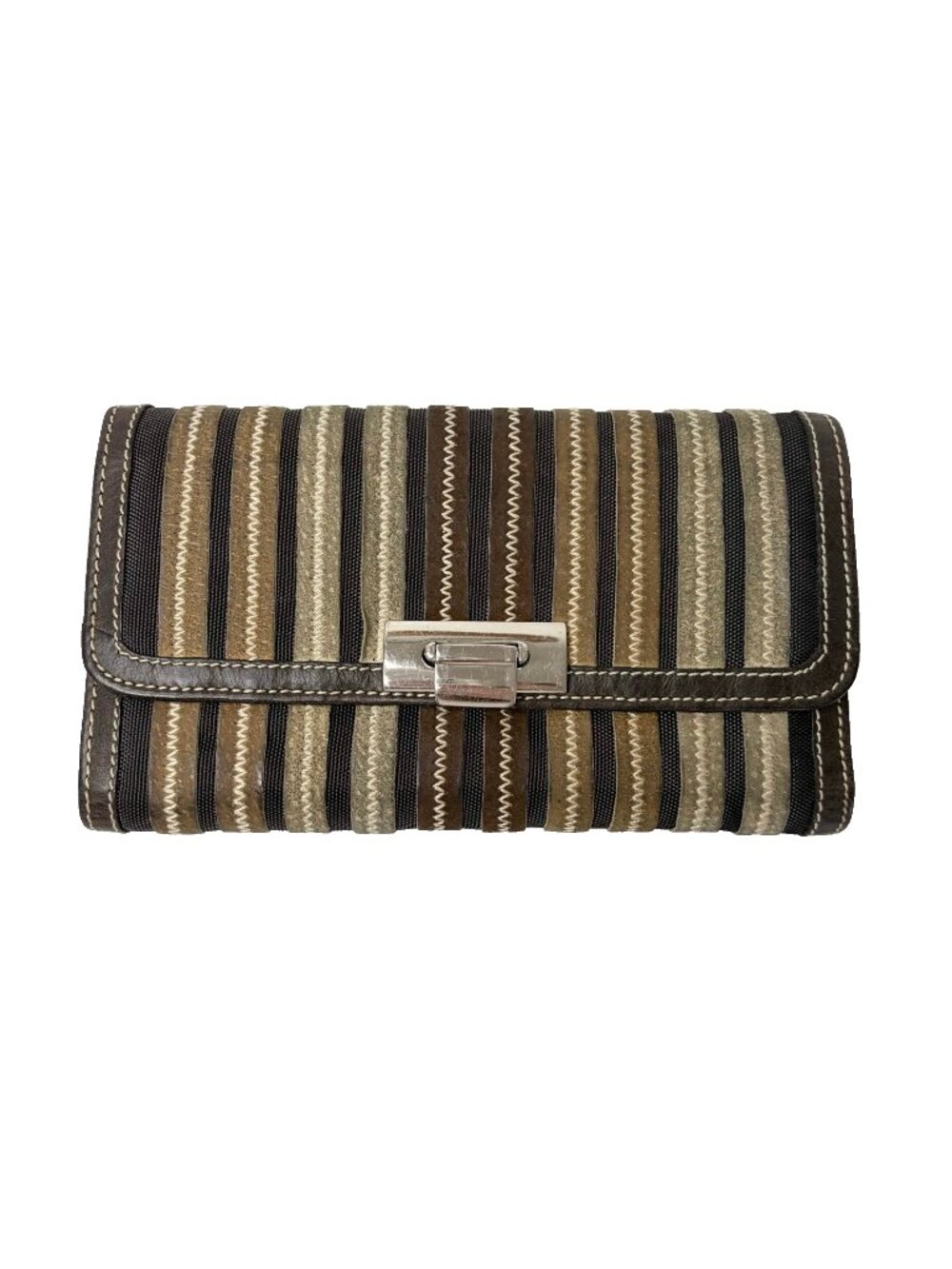 Gianni Conti Genuine Leather Wallet Made in Italy Striped Clutch Organizer